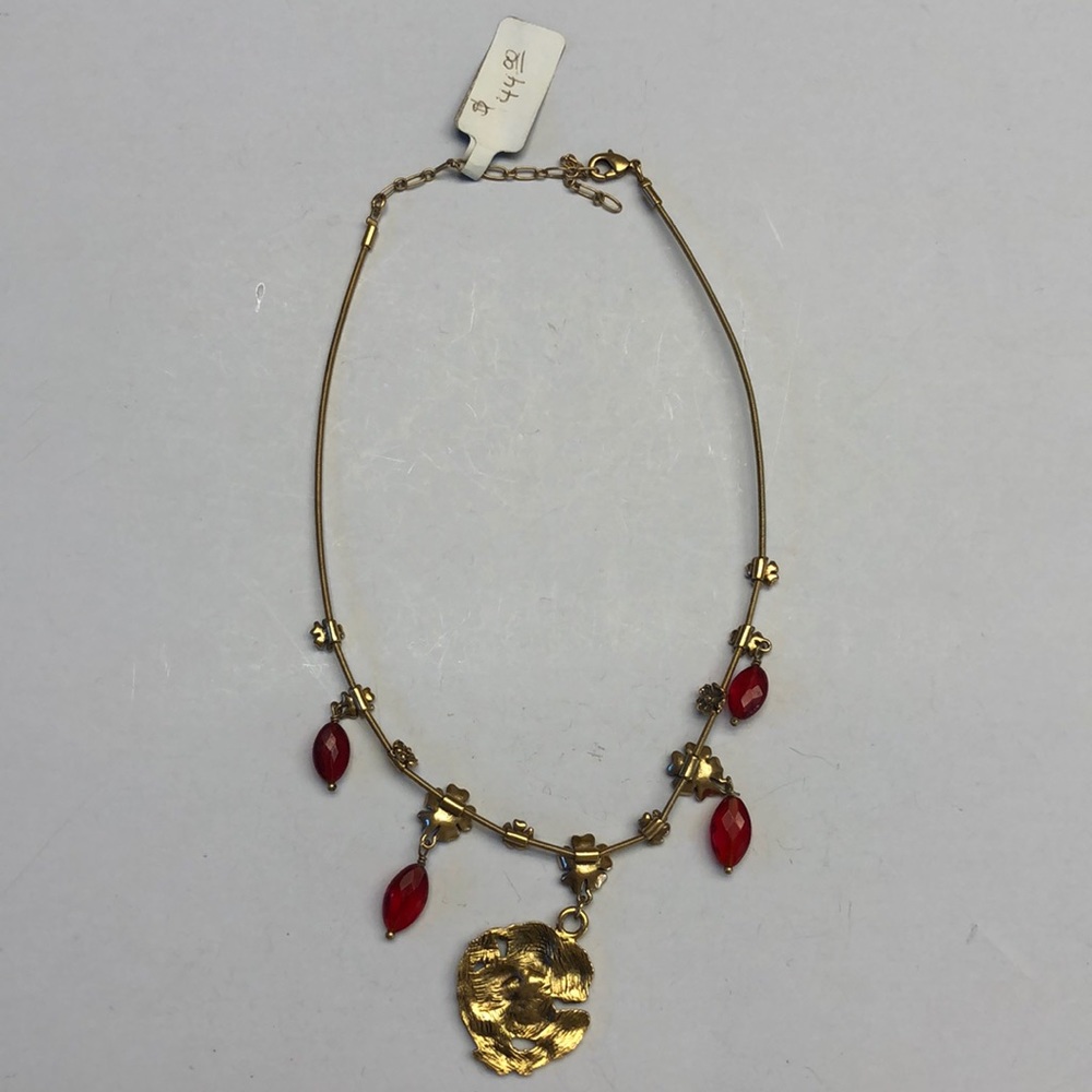 Gold and red cherubs necklace - Picture 2 of 3